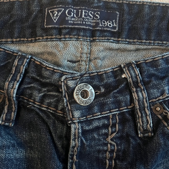 Vintage Guess Premium Falcon Jeans M 32 X 32 Boot Cut Distressed  Y2K Button Fly - Picture 4 of 16